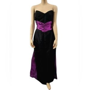 Vintage Jessica McClintock Gunne Sax purple satin strapless maxi dress 9/10